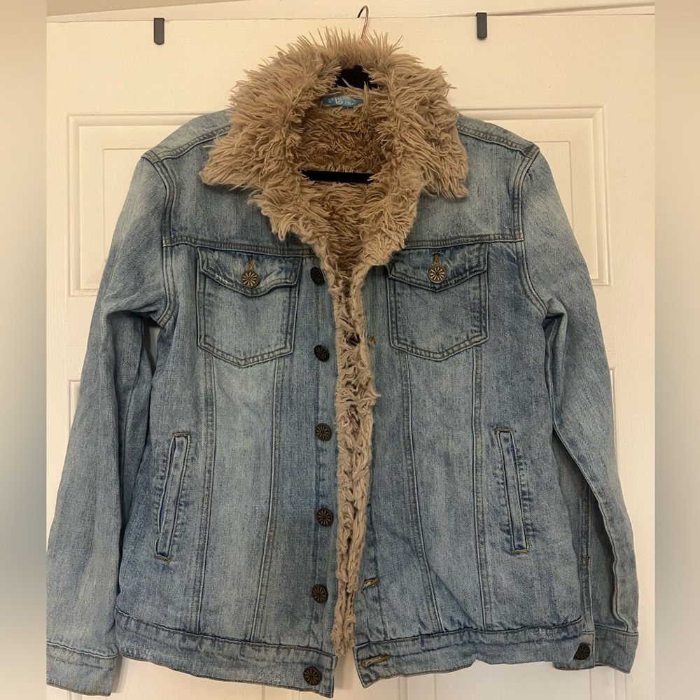 Mumu Blue Denim Sherpa-Lined Jacket